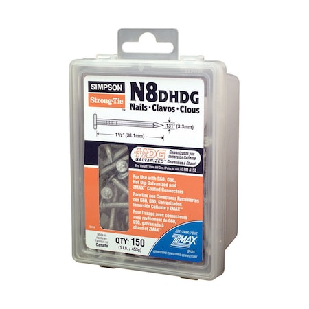 Simpson Strong-Tie Common Nail, 2-1/2 in L, 8D, Hot Dipped Galvanized Finish N8DHDG-R